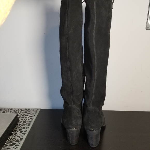 UGG 1013679 Ava genuine Shealing Lined Tall Water Reaistant Boot black Suede 11 - Picture 4 of 14